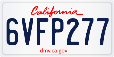 CA license plate 6VFP277