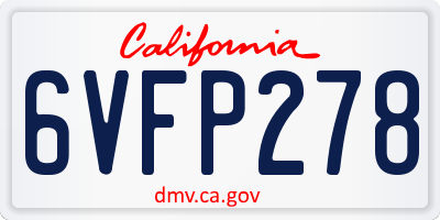 CA license plate 6VFP278