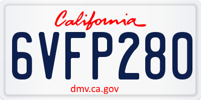 CA license plate 6VFP280