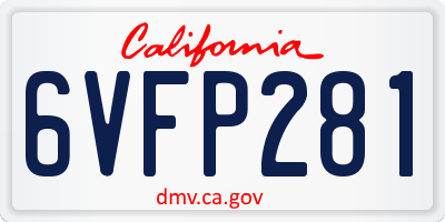 CA license plate 6VFP281