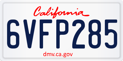 CA license plate 6VFP285