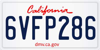 CA license plate 6VFP286