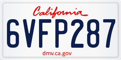 CA license plate 6VFP287