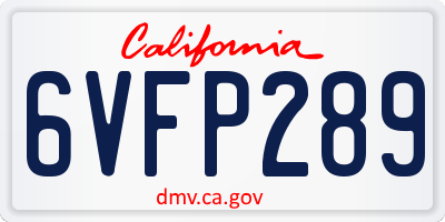 CA license plate 6VFP289