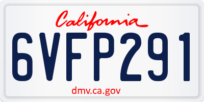 CA license plate 6VFP291