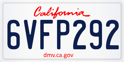 CA license plate 6VFP292