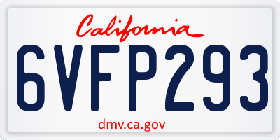 CA license plate 6VFP293