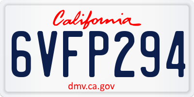 CA license plate 6VFP294
