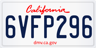 CA license plate 6VFP296