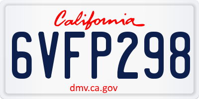 CA license plate 6VFP298