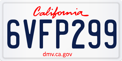CA license plate 6VFP299