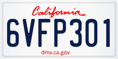 CA license plate 6VFP301
