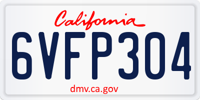 CA license plate 6VFP304