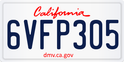 CA license plate 6VFP305