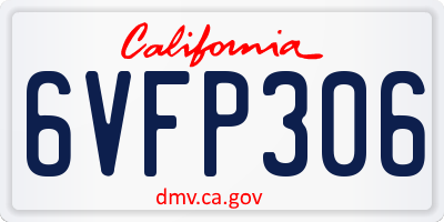 CA license plate 6VFP306