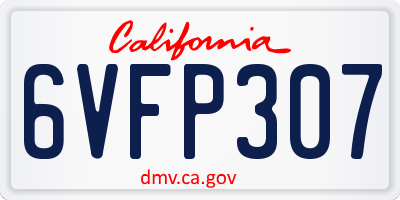 CA license plate 6VFP307