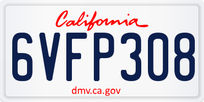 CA license plate 6VFP308