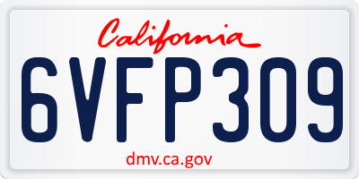CA license plate 6VFP309