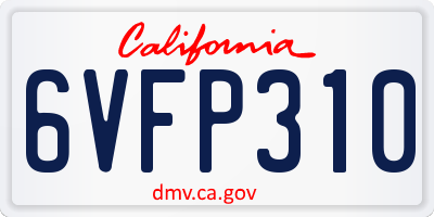CA license plate 6VFP310