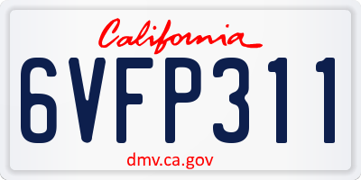 CA license plate 6VFP311