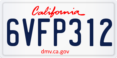 CA license plate 6VFP312