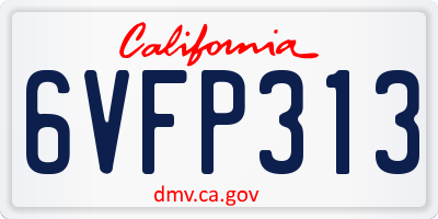 CA license plate 6VFP313