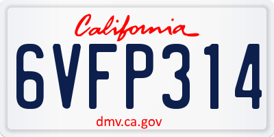 CA license plate 6VFP314
