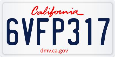 CA license plate 6VFP317
