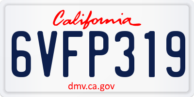 CA license plate 6VFP319