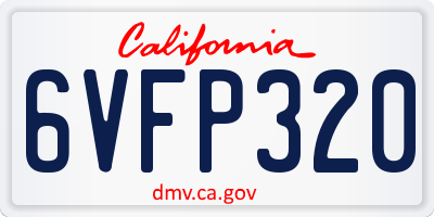 CA license plate 6VFP320