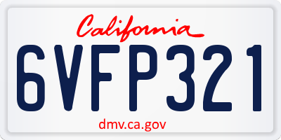 CA license plate 6VFP321