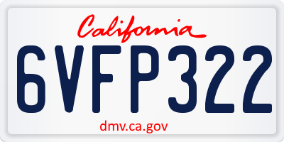 CA license plate 6VFP322