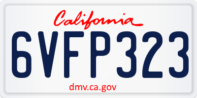 CA license plate 6VFP323