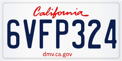 CA license plate 6VFP324