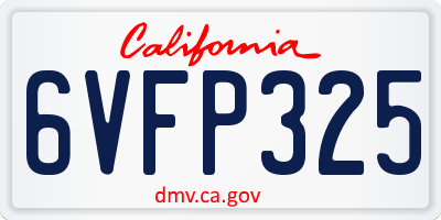 CA license plate 6VFP325