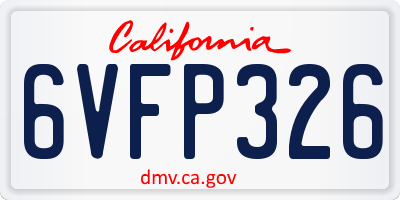 CA license plate 6VFP326