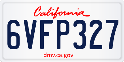 CA license plate 6VFP327