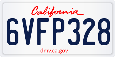 CA license plate 6VFP328