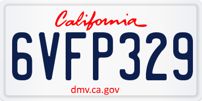 CA license plate 6VFP329