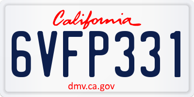 CA license plate 6VFP331