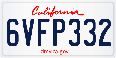 CA license plate 6VFP332