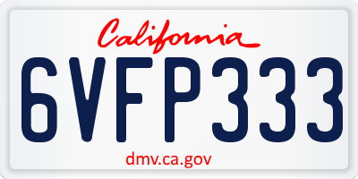CA license plate 6VFP333