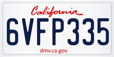 CA license plate 6VFP335