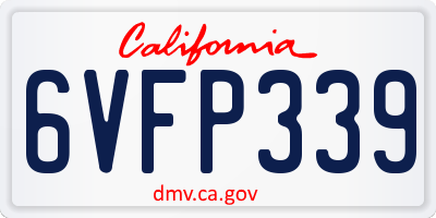 CA license plate 6VFP339