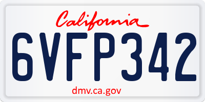 CA license plate 6VFP342