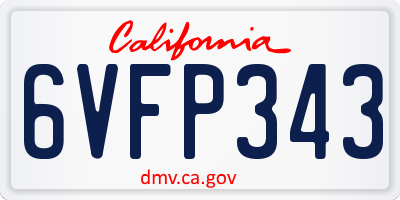 CA license plate 6VFP343
