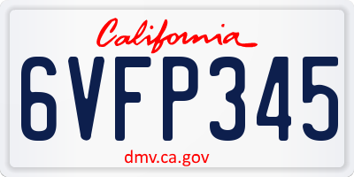 CA license plate 6VFP345