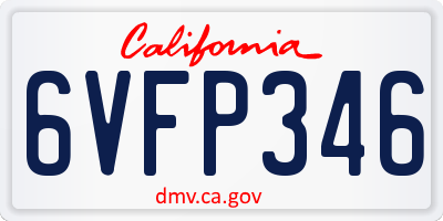 CA license plate 6VFP346