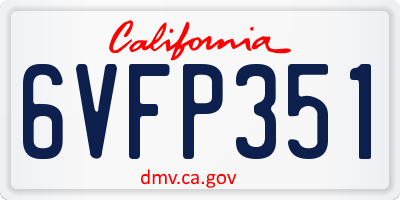 CA license plate 6VFP351
