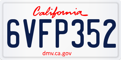 CA license plate 6VFP352